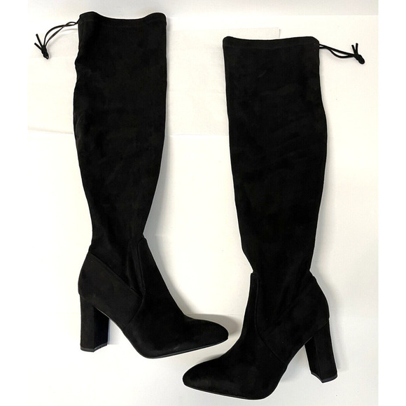 Top Moda Black Suede Over the Knees Boots Sz 7 M Black NEW - Picture 2 of 11